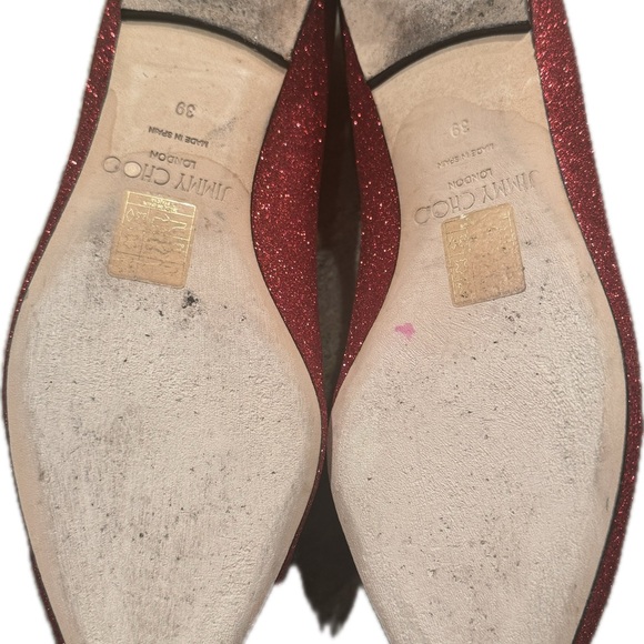 Jimmy Choo Sparkly Red Bow Flats - Picture 4 of 5